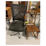 WOODEN ROCKING CHAIR, ROLLING OFFICE CHAIR