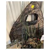 TREE STAND, GROUP OF FISHING RODS & REELS, CAMO