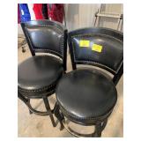 PAIR OF BLACK VINYL SWIVEL BARSTOOLS