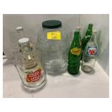 PICKLE GLASS JAR, GLASS SODA BOTTLES, CIDER JUGS