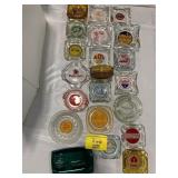 GROUP OF GLASS VINTAGE ADVERTISING ASHTRAYS OF