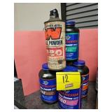 (6) CONTAINERS OF BALL POWDER...FULL, 1/2, 1/2,