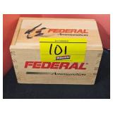 (1) SMALL WOODEN FEDERAL AMMUNITION AMMO BOX