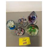 5 ART GLASS PAPERWEIGHTS