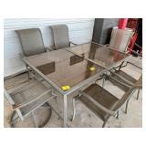GLASS-TOP PATIO TABLE & 6 CHAIRS