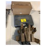 METAL AMMO CAN, EMPTY GUN CASE, AMMO BELT