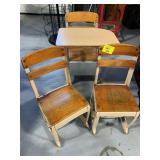 ANTIQUE CHILDS SCHOOL DESK & 2 SMALL SCHOOL-DESK