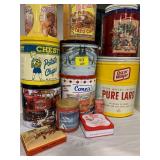 GROUP OF ADVERTISING TINS OF ALL KINDS