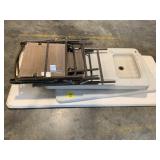 2 FOLDING TABLES, OUTDOOR PLASTIC SINK TABLE,