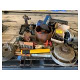 BENCH GRINDER, BALL, XACTO KNIFE SET, BOTTLE