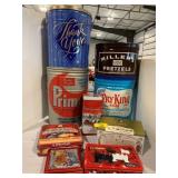 GROUP OF ADVERTISING TINS OF ALL KINDS
