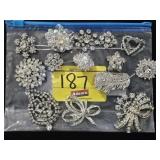 GROUP OF CLEAR RHINESTONE COSTUME JEWELRY