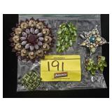 GROUP OF FANCY GLOWING RHINESTONE COSTUME JEWELRY