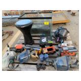 FISH TANK, SHOP STOOL, GAS MASKS, HARD DRIVE