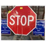 METAL STOP SIGN, PAIR OF METAL LAW ENFORCEMENT