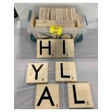 WOOD LETTER BLOCK SET IN LIDDED TOTE