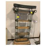 METAL & WICKER SHELVING UNIT