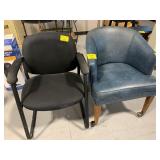ROLLING BLUE VINYL CHAIR, OFFICE CHAIR