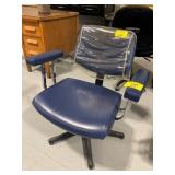 BLUE VINYL UPHOLSTERED SALON CHAIR