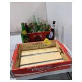 WOODEN COKE CRATE, PLASTIC COKE TRAY FULL OF