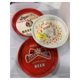 3 METAL BEER TRAYS - BUSCH, STAR MODEL, IROQUOISE
