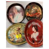 4 METAL GIRL THEMED TRAYS - OLD MILWAUKEE BEER,