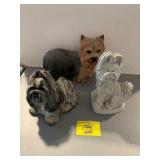 RESIN YORKIE, SHIH-TZU DOG FIGURINES (CONCRETE &