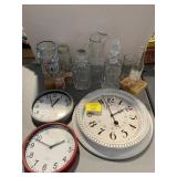 WALL CLOCKS, DECANTER BOTTLES, PITCHER, PRESSED