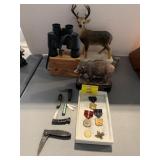 POCKET KNIVES INCLUDING KERSHAW, MILITARY MEDALS,