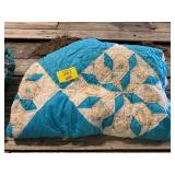 BLUE HAND STITCHED PATCHWORK STAR QUILT
