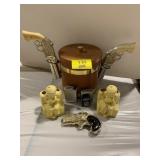 GUN THEMED ICE BUCKET, ASIAN PLANTER PAIR,