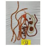 STRANDS OF RED / ORANGE CARNELIAN COLORED BEADS,