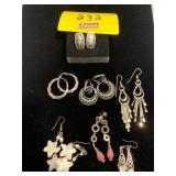 7 PAIRS OF SILVER-TONE EARRINGS - SOME MARKED 925