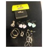 7 PAIRS OF SILVER-TONE EARRINGS - SOME MARKED 925
