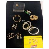 8 PAIRS OF GOLD-TONE EARRINGS - SOME MARKED 925
