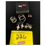 7 PAIRS OF SILVER-TONE EARRINGS - SOME MARKED 925