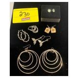 6 PAIRS OF SILVER-TONE EARRINGS - SOME MARKED 925