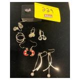 7 PAIRS OF SILVER-TONE EARRINGS - SOME MARKED 925