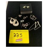 7 PAIRS OF SILVER-TONE EARRINGS - SOME MARKED 925