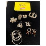 7 PAIRS OF SILVER-TONE EARRINGS - SOME MARKED