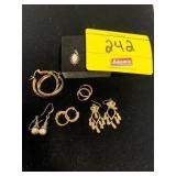 5 GOLD-TONE EARRINGS - SOME MARKED 925, POSSIBLE