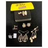 7 PAIRS OF SILVER-TONE EARRINGS - SOME MARKED 925