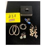 6 PAIRS OF SILVER-TONE EARRINGS - SOME MARKED 925