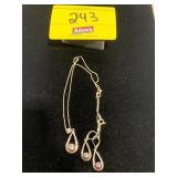 BLACK PEARL STYLE NECKLACE & EARRING SET - CHAIN