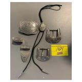WESTERN THEMED BELT BUCKLES & BOLO TIE