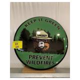 SMOKEY THE BEAR NOVELTY METAL BUTTON SIGN