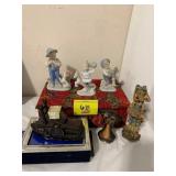 FIGURINES, MCM FABRIC BOX, SILVERPLATE PICTURE