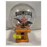 BUDWEISER NUT DISPENSER - GLASS & WOOD