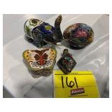 GROUP OF CLOISONNE - BUTTERFLY & EGG TRINKET