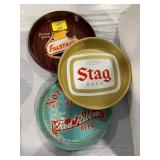 3 METAL BEER TRAYS - STAG, FALSTAFF, NORTH STAR